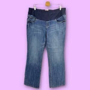 Old Navy (XL) Maternity Long Stretch Full Panel Blue Bootcut Jeans Dark Wash